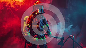 The Firefighter in Action. AI generated