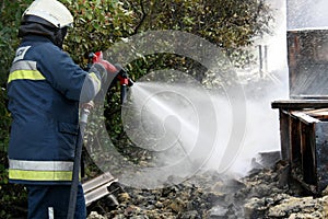 Firefighter in action