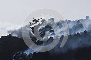 Firefighter aircraft in Spain forest fire