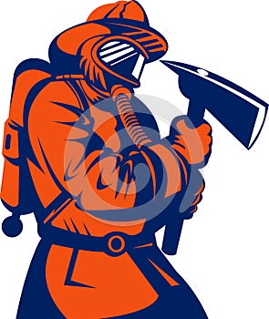 Firefighter with axe