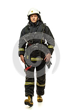 Firefighter with axe