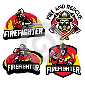 Firefighter badge design set