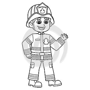 Firefighter Boy Isolated Coloring Page for Kids