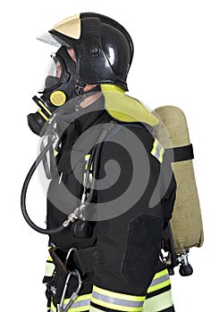 Firefighter in breathing apparatus