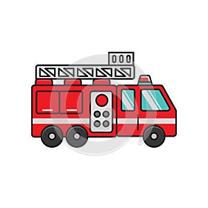 Firefighter car vector illustration with simple design isolated on white background