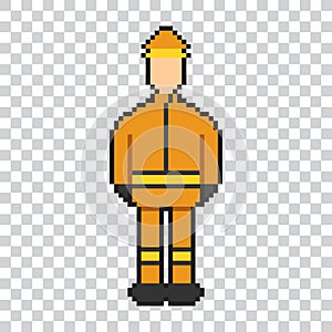 Firefighter character pixel art with png format