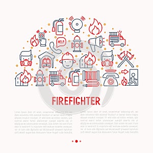 Firefighter concept in half circle photo