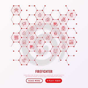 Firefighter concept in honeycombs photo