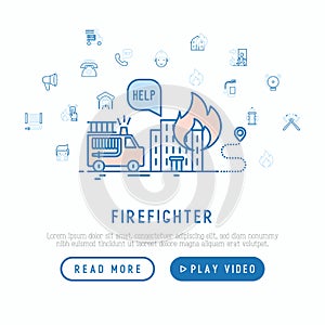 Firefighter concept. Template for web page photo