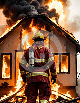 Firefighter Confronts House Blaze