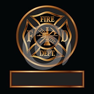 Firefighter Cross Gold With Name Space