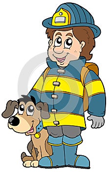Firefighter with dog