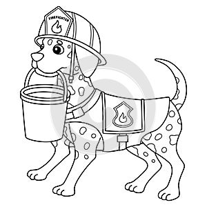 Firefighter Dog Isolated Coloring Page for Kids