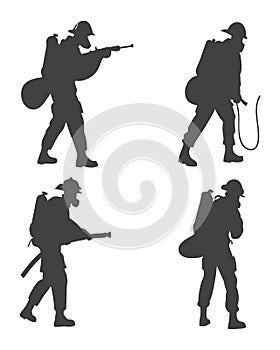 Firefighter and Emergency Response Silhouettes Vector Set
