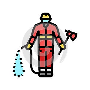 firefighter emergency worker color icon vector illustration