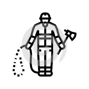 firefighter emergency worker line icon vector illustration