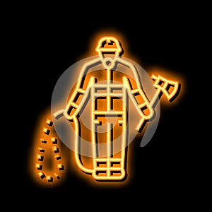 firefighter emergency worker neon glow icon illustration