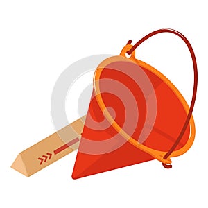 Firefighter equipment icon isometric vector. Red fire bucket near postal package
