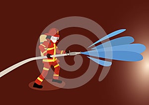 Firefighter extinguishes a fire