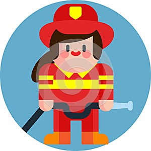 Firefighter female career labor day icons vector illustration