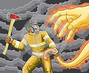 Firefighter Fights Fire Demon