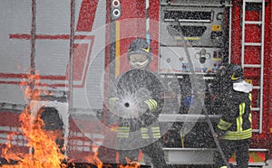 firefighter during an fire drill