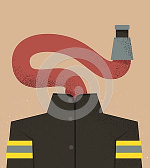 Firefighter with fire hose head