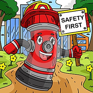 Firefighter Fire Hydrant Colored Cartoon I