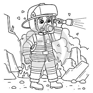 Firefighter Full Gear Coloring Page for Kids