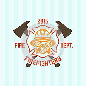 Firefighter in a gas mask fire department emblem