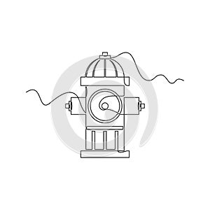 one line art Fire Hydrant vector illustration