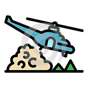 Firefighter helicopter icon color outline vector