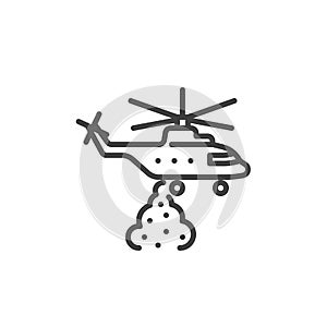 Firefighter helicopter line icon