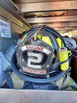 Firefighter Helmet, Engine 2 Rutherford, NJ, USA
