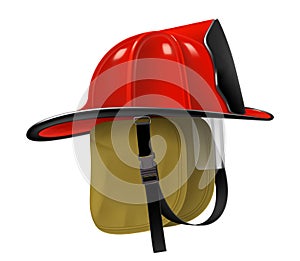 Firefighter Helmet or Fireman Hat isolated on white background. Realistic 3d vector illustration isolated on white background.