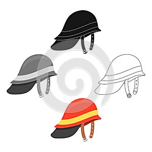 Firefighter Helmet icon cartoon. Single silhouette fire equipment icon from the big fire Department cartoon.