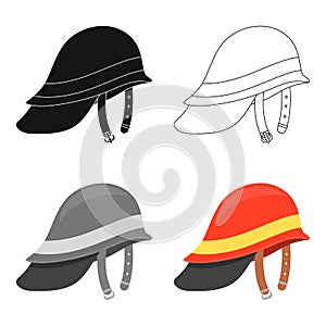 Firefighter Helmet icon cartoon. Single silhouette fire equipment icon from the big fire Department cartoon.