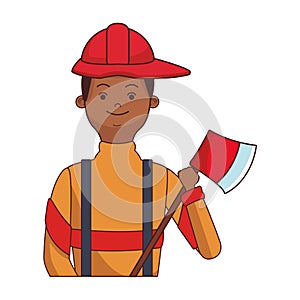 Firefighter hero upperbody cartoon