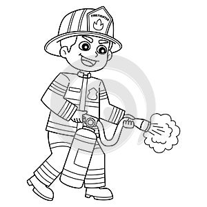 Firefighter Holding a Fire Extinguisher Isolated