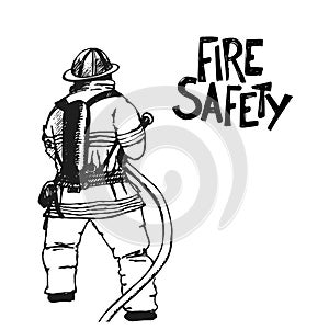 Firefighter with a hose sign.