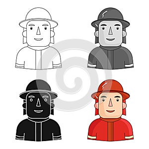 Firefighter icon in cartoon style isolated on white background. People of different profession symbol stock vector