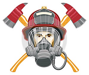 Firefighter with Mask and Axes