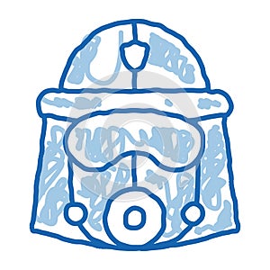 Firefighter Mask Helmet doodle icon hand drawn illustration