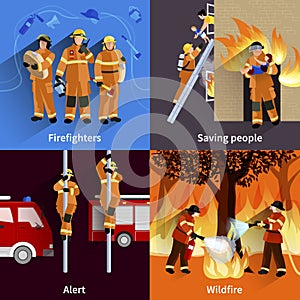 Firefighter People 2x2 Design Compositions