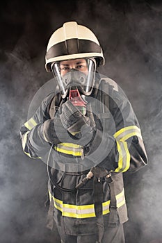 Firefighter in protective gear