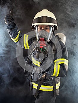 Firefighter in protective gear