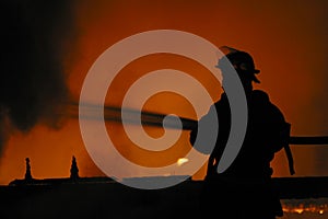 Firefighter in silhouette