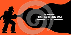 Firefighter silhouette vector, as a banner, poster or template for international firefighters day.