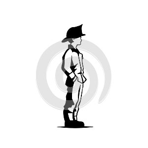 Firefighter. Firefighter simple black and white line art vector logo