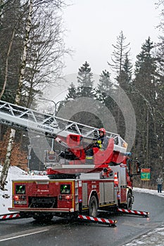 Fire engine on the road